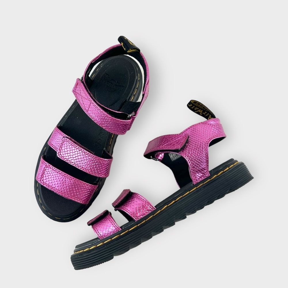 Dr. Martens Junior Klaire Reptile Emboss Leather Strap Sandals